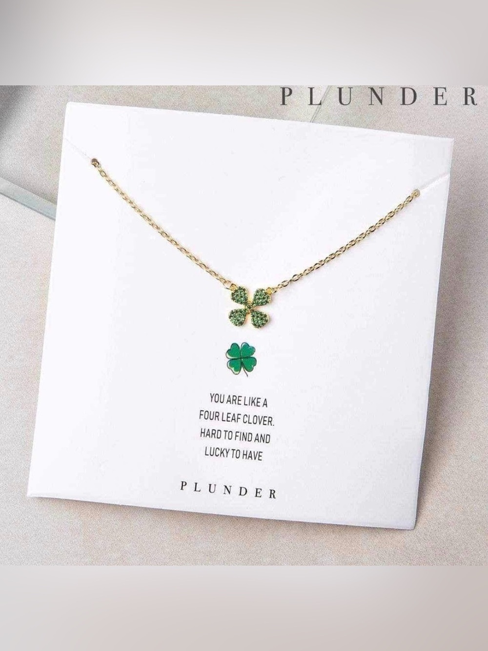 Plunder Design Lucky Clover Necklace 18k Gold Plated stainless steel 16-19”